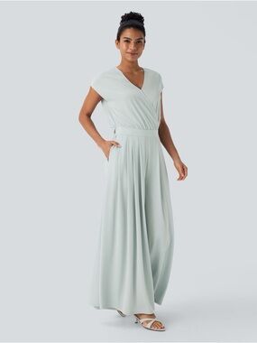 Halara V-Neck Pocket Wide Leg Flowy Waffle Easy Peasy Jumpsuit - NWOT